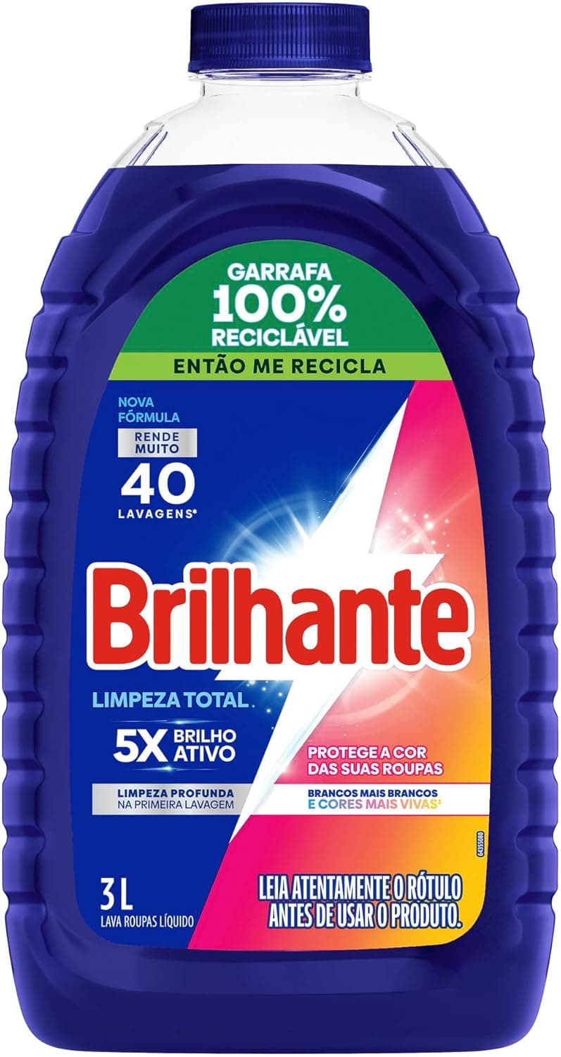 Lava Roupas Liquido Brilhante Limpeza Total 3L por R$ 26 (Frete Gratis)