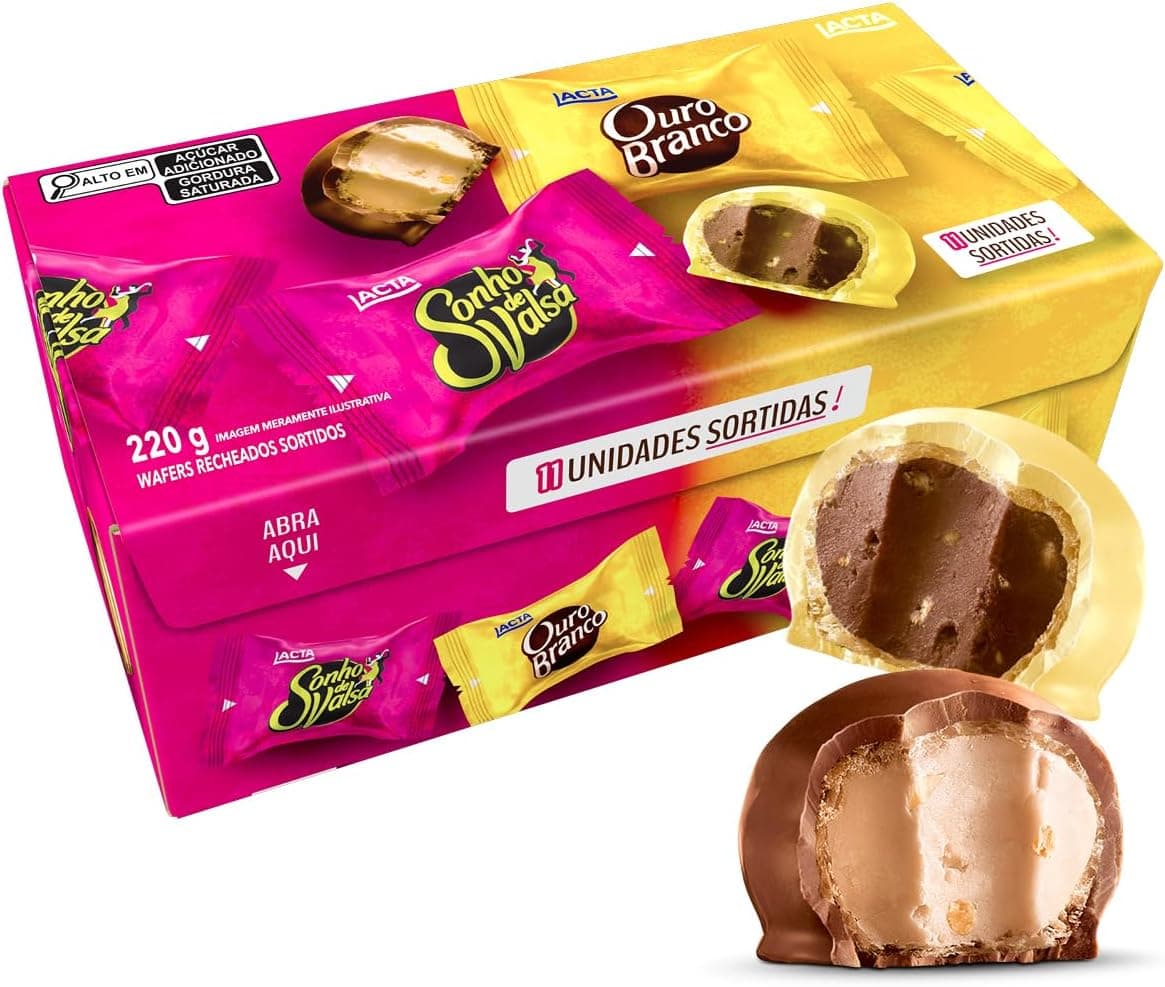 Caixa Lacta Sonho de Valsa e Ouro Branco Sortidos 220g em oferta