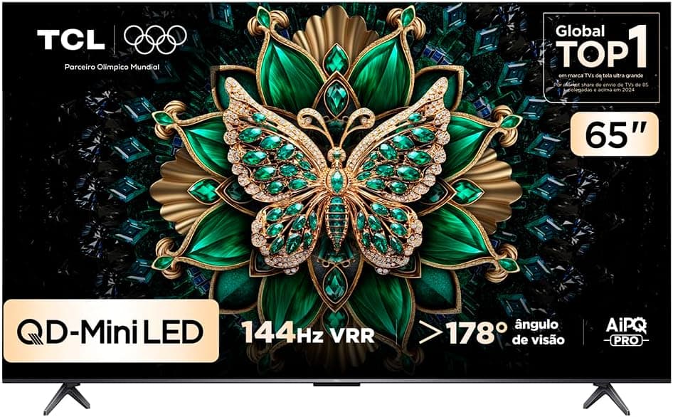 Smart TV TCL 65" QD-Mini LED 4K 144Hz Google TV (65C6K) por R$ 4.163,23 no Pix