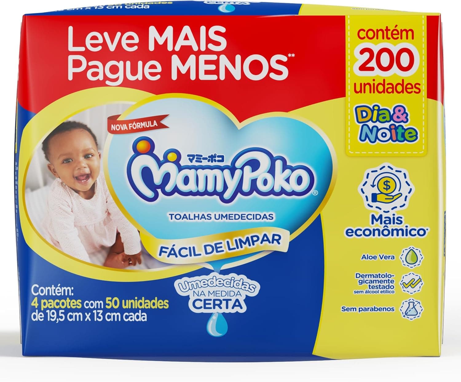 Lenços Umedecidos MamyPoko Dia&Noite 200 Unidades por R$ 23,36 (cupom + Prime)