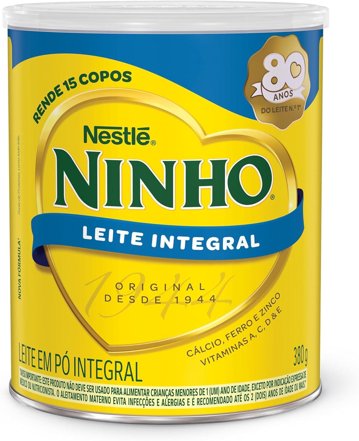 Leite em Pó Integral Ninho 380g por R$ 16,99 com Frete Grátis (Prime)