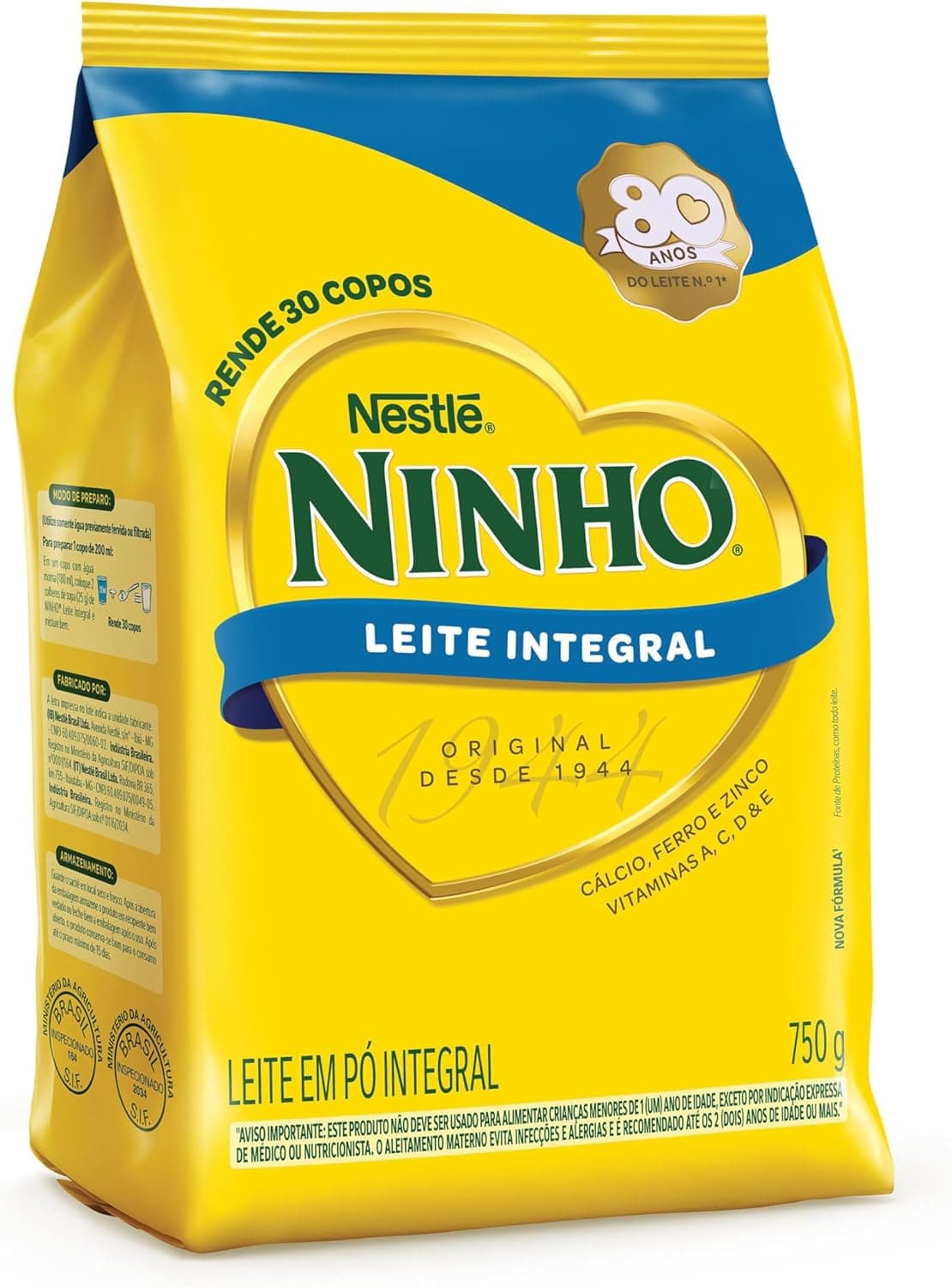 Leite em Pó Ninho Integral 750g por R$ 39,99 na Amazon (frete grátis)