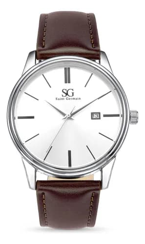 Relógio Masculino Saint Germain 42mm Couro Marrom Caixa Prateada por R$ 81,92 no Pix (cupom PROMOML)