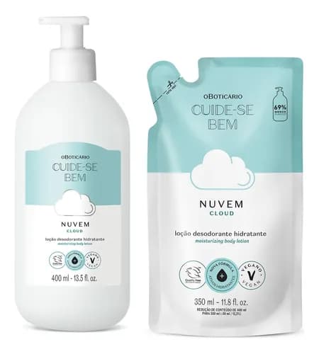 Combo Cuide-se Bem Nuvem O Boticário Loção 400ml + Refil 350ml