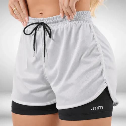 Short Duplo Compressão Fitness Feminino Academia