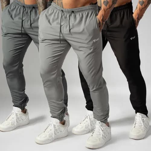Kit 3 Calças Jogger Masculinas Tactel Elastano