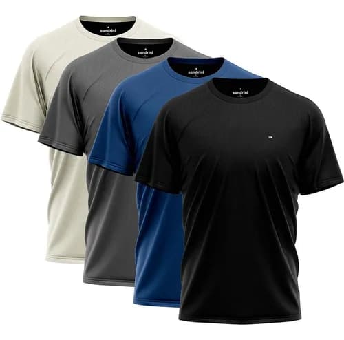 Kit 4 Camisetas Dry Fit Sandrini Masculina para Academia e Caminhada por R$ 50 (Cupom MODAML)