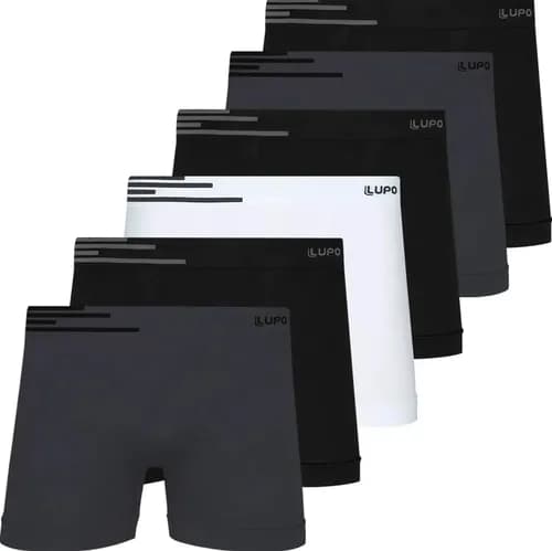 Kit 6 Cuecas Boxer Lupo Sem Costura (Poliamida/Microfibra) por R$ 110