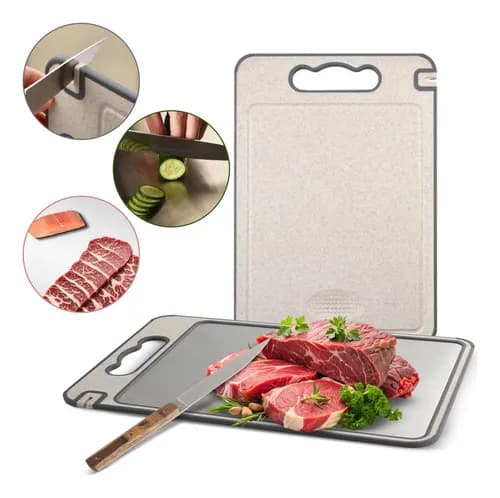 Tábua de Corte Dupla Face Aço Inox e PP