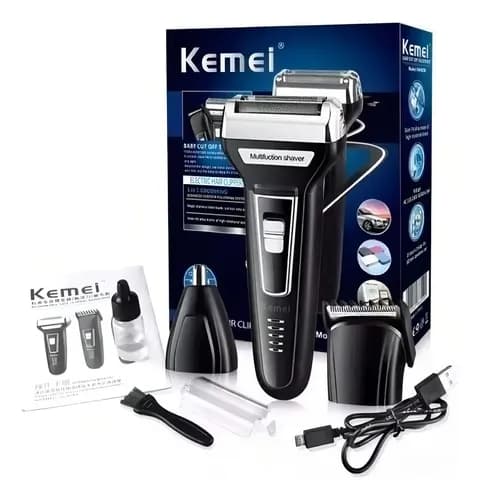 Barbeador e Cortador 3 em 1 Kemei KM-6558 por R$44