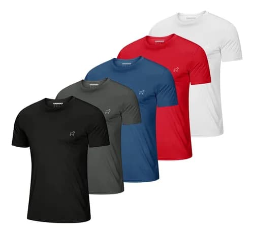 Kit 5 Camisetas Parvori Dry Fit Academia e Esportes