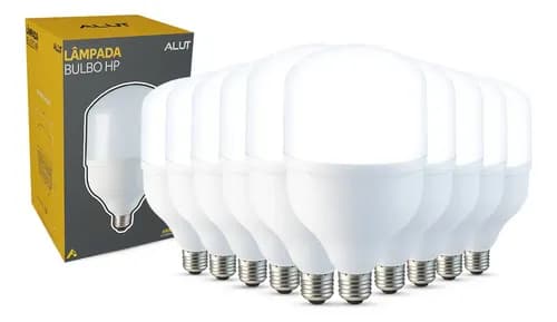 Kit 10 Lâmpadas LED Bulbo 40W 6500K E27 Bivolt (Branco Frio) com Cupom
