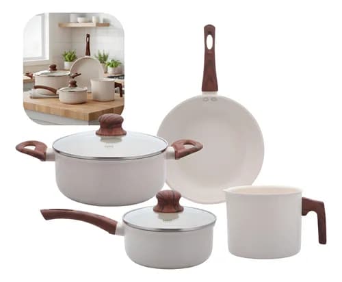 Jogo de Panelas Indução Tuut Ecoglid 4 Peças Cream