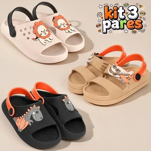 Kit 3 Pares Papete Infantil Menino Nuvem Confortável com Cupom ECONOMIZA