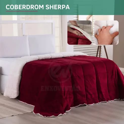 Coberdrom Sherpa Queen dupla face vermelho com cupom PARACASA