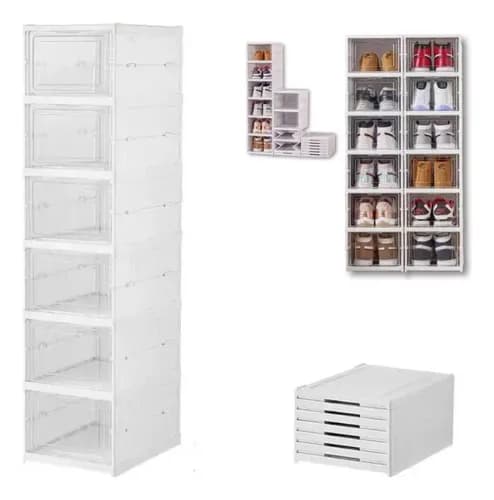 Sapateira Vertical Empilhável 6 Andares MHR Branca (Caixa para Sapatos e Tênis) no Pix com cupom