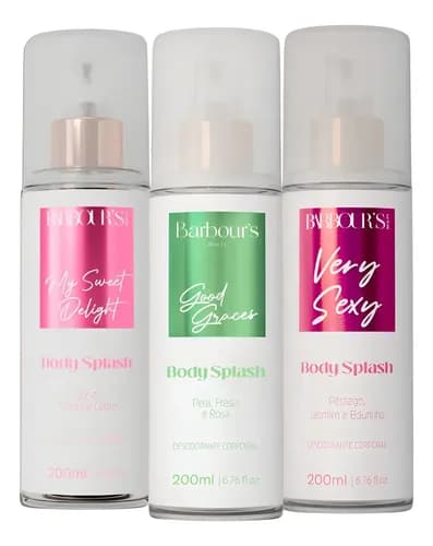 Kit 3 Body Splash Barbour’s Beauty 200ml (Good Graces + Delight + Very Sexy) por R$ 118 no Pix