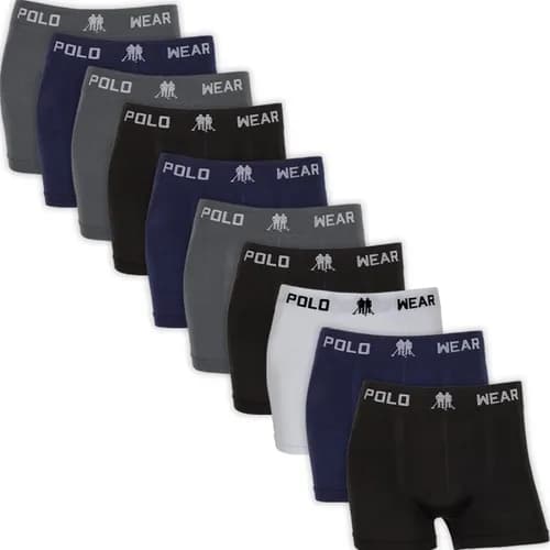 Kit 10 Cuecas Boxer Masculinas Polo Wear Microfibra