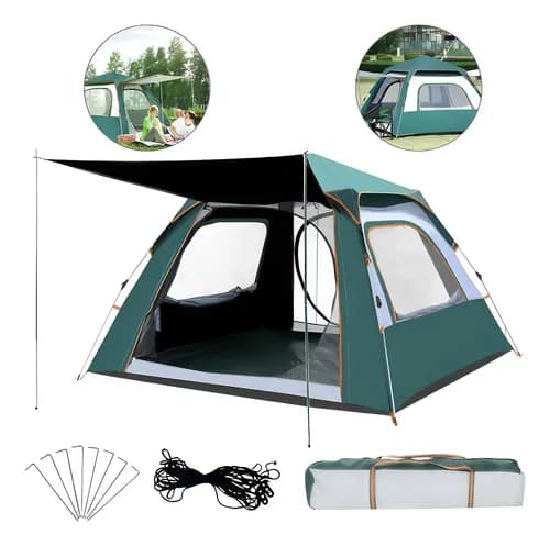 Barraca de Acampamento Grande 4/5 Pessoas 210x210x145cm Azul-Petróleo