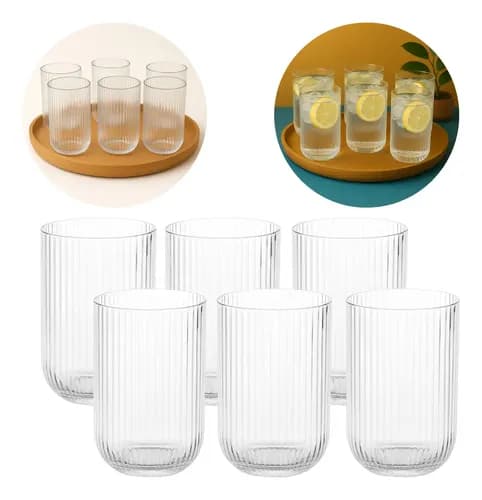 Jogo 6 Copos de Vidro Canelado Cameratta 420ml por R$ 35,99