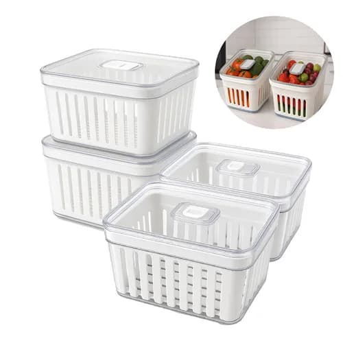 Kit Rebirth 4 Potes Acrílico 3,8L Organizador de Geladeira com Cupom LIQUIDACASA