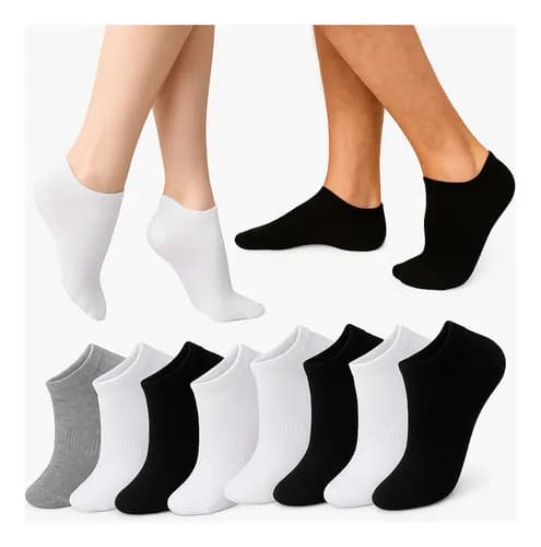 Kit 12 Pares Meia Soquete Cano Curto Unissex Premium