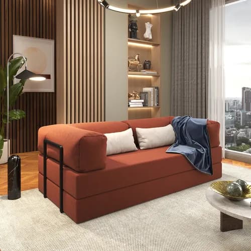 Sofá Cama Casal Espuma Terracota na Caixa