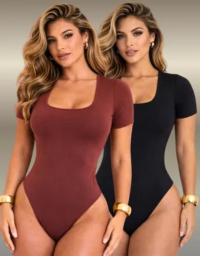 Kit 2 Bodies Femininos Suplex Decote Quadrado Casual