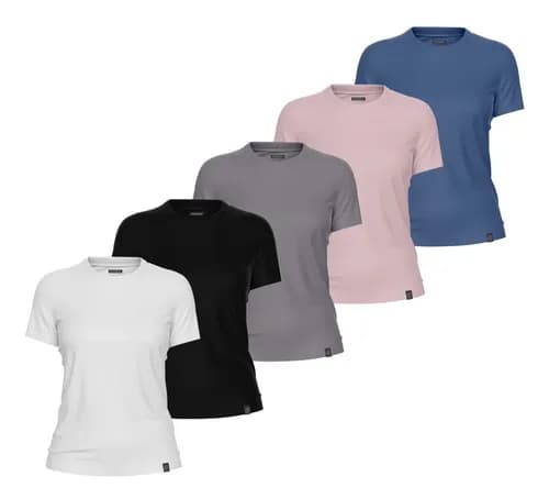 Kit 5 Camisetas Femininas Basicas Algodao Premium por R$ 109 + cupom