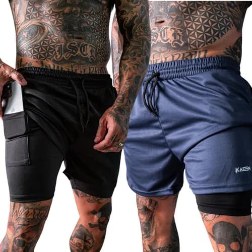 Kit 2 Shorts Masculino 2 Em 1 Dryfit Academia