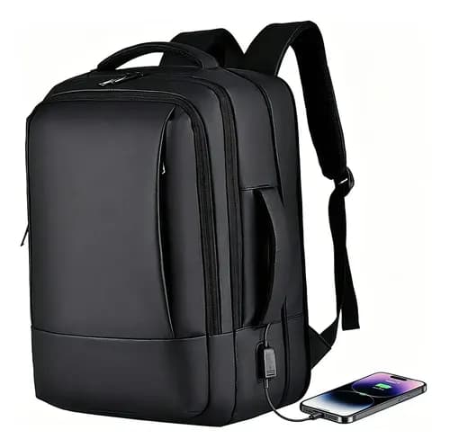 Mochila Masculina Impermeável Preta com Expansão e Faixa