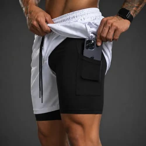 Bermuda Short 2 em 1 Masculina com Compressão para Academia por R$ 31,90