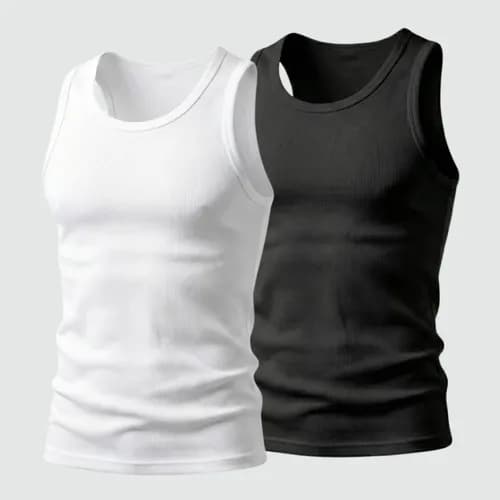 Kit 2 Regatas Masculinas Caneladas Modelo Americano Slim por R$ 34
