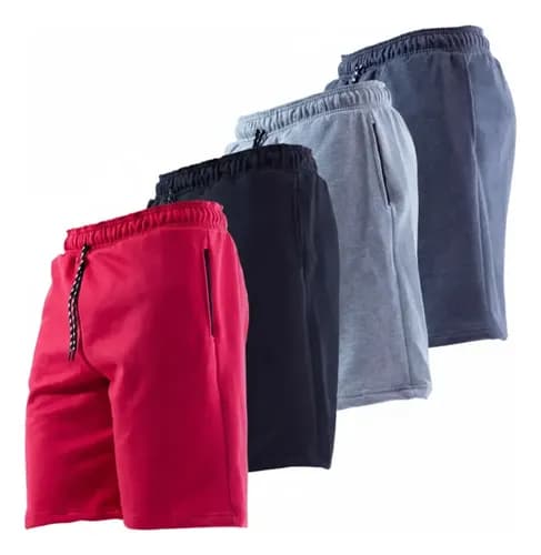 Kit 4 Bermudas Masculinas Moletom Moletinho com Bolso para Academia