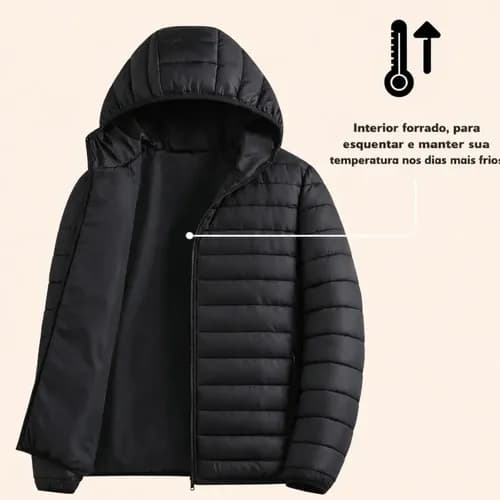 Jaqueta Puffer Impermeável Forrada com Bolso Interno por R$ 67 (cupom CUPOMPRAMODA)