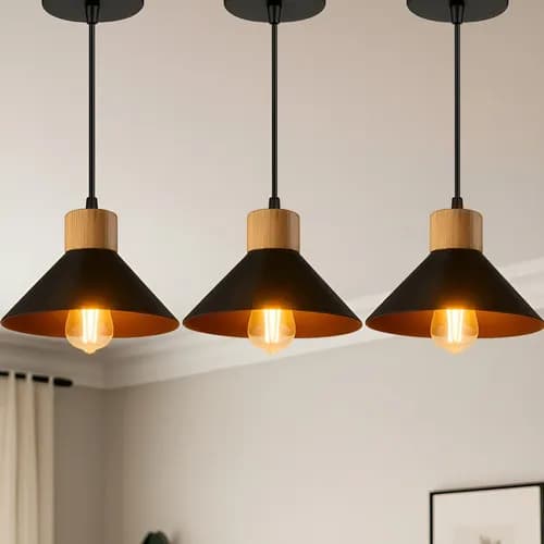 Kit 3 Luminárias Pendentes Modernas para Sala, Cozinha e Escritório