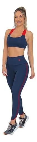 Conjunto Manalinda Fitness Top e Legging Azul Escuro com Cupom MODANOML