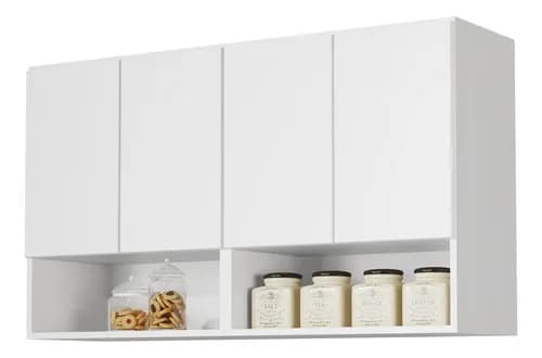 Armário Aéreo Bela 4 Portas Cozinha e Quarto