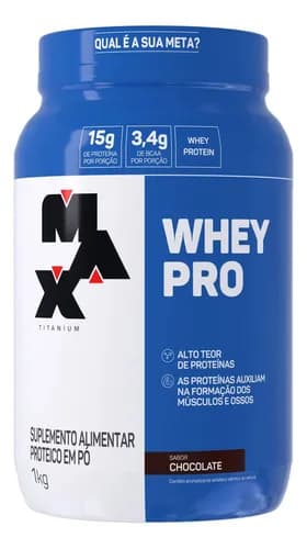 Whey Pro Max Titanium Concentrado 1kg Chocolate por R$70