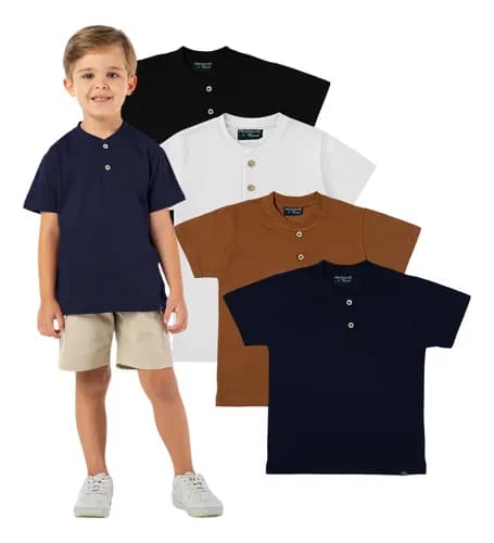 Camisa Polo Infantil Menino em Algodão Manga Curta Básica