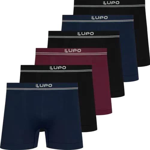 Kit 6 Cuecas Boxer Lupo Sem Costura (Poliamida/Microfibra) por R$ 110