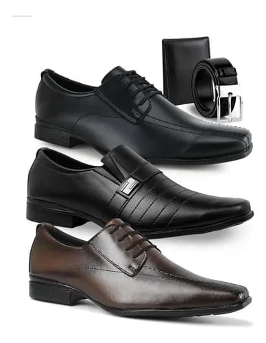 Kit 3 Pares Sapato Social Masculino Correaqui