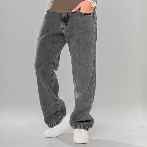 Calça Jeans Masculina Marmorizada Streetwear Larga Bag