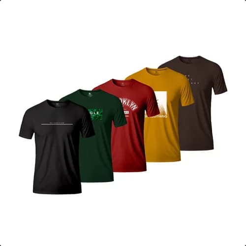 Kit 5 Camisetas Masculinas Básicas Atacado Atitude