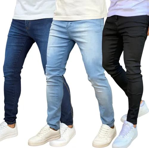 Kit 3 Calças Jeans Skinny Masculina com Lycra
