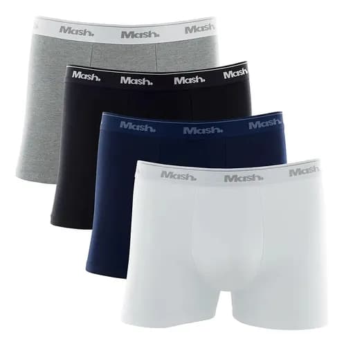Kit 4 Cuecas Boxer Mash Cotton em Algodão com Elastano com Cupom