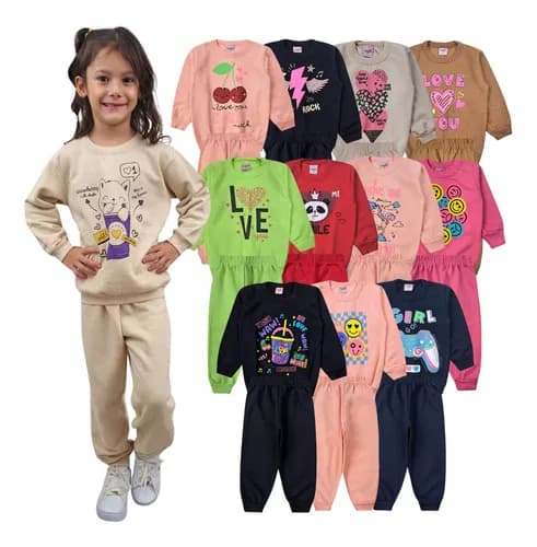 Kit 6 Conjuntos Moletom Infantil Menina Inverno