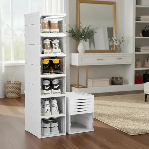 Sapateira Vertical Empilhável 6 Andares Branca para Sapatos e Tênis por R$ 115 no Pix (cupom OFERTASHOJE)
