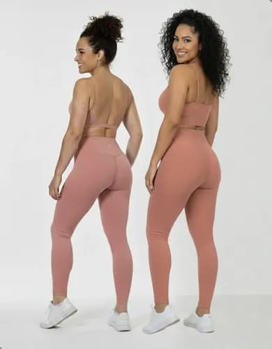 Kit Fitness Feminino com 3 Peças: 1 Calça Legging + 2 Tops de Alça