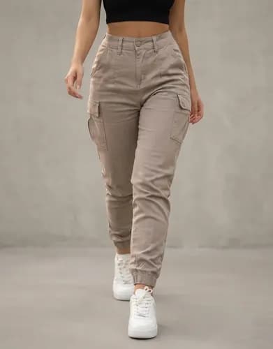 Calça Cargo Jogger Jeans Feminina Cintura Alta com Lycra por R$ 60 (com cupom INVERNOMELI15)